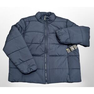 Zella Jacket Mens 2XL Navy Blue Puffer Quilted Full Zip Lightweight Winter Warm
